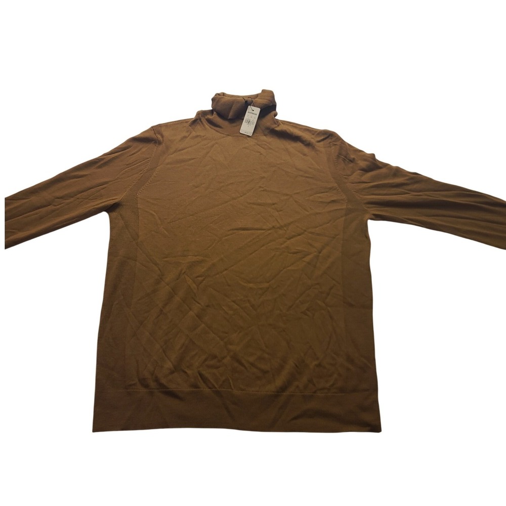 Express Men's Turtleneck Sweater Brown Long Sleeve Knit Pullover Large NEW